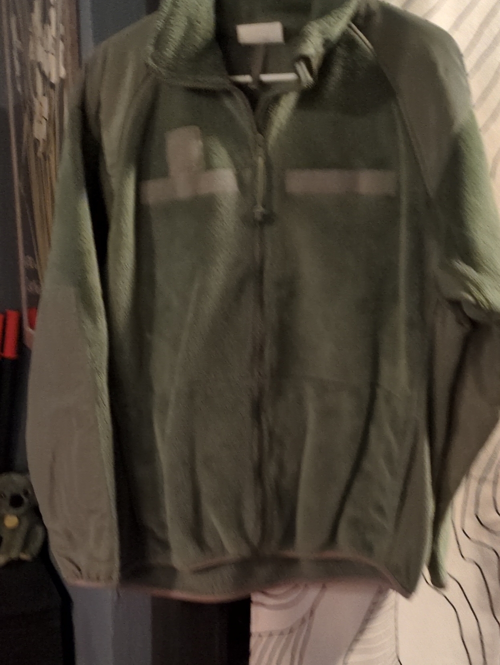 Army Olive Green Full-Zip Fleece Jacket